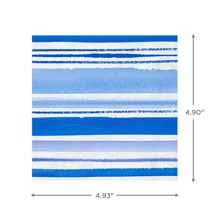 Hallmark Blue Watercolor Stripe Cocktail Napkins Set Of 16