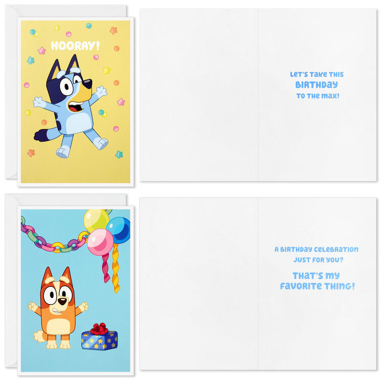 Hallmark Bluey And Bingo Party Fun Assorted Birthday Cards For Kids Pack Of 16