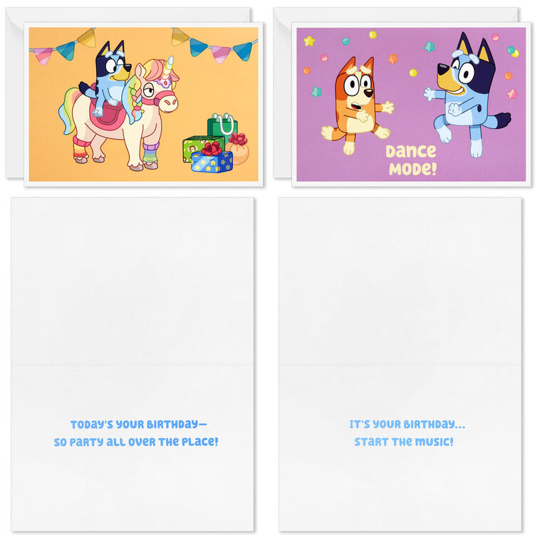 Hallmark Bluey And Bingo Party Fun Assorted Birthday Cards For Kids Pack Of 16