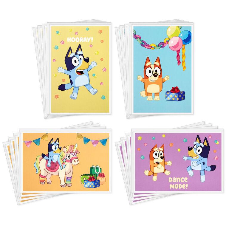 hallmark Bluey and Bingo Party Fun Assorted Birthday Cards for Kids Pack of 16