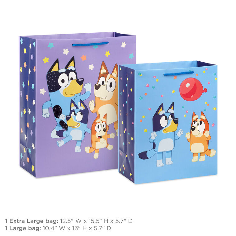 Hallmark Bluey Party Fun 2-Pack Birthday Gift Bag Bundle
