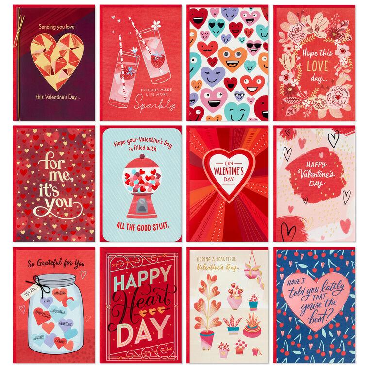 hallmark Bold and Bright Assorted Valentine's Day Cards Pack of 12