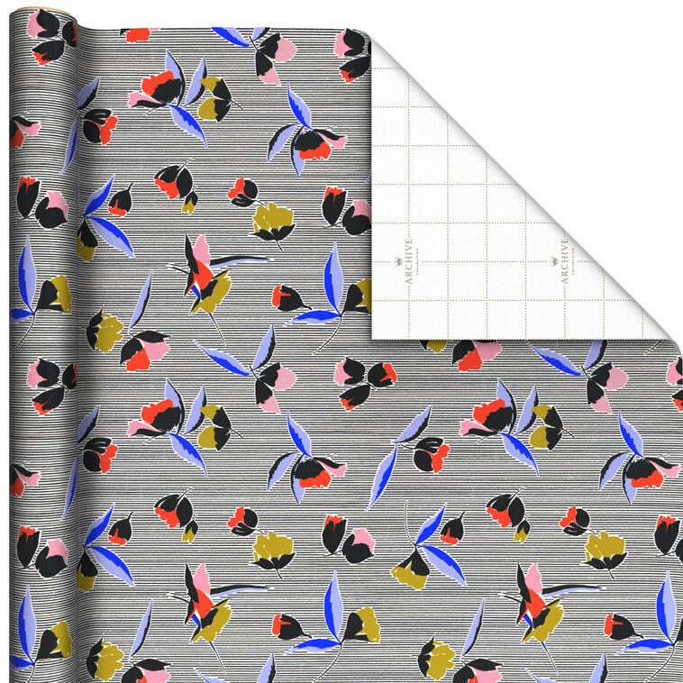 hallmark Bold Floral and Stripe Wrapping Paper Roll 20 sq. ft