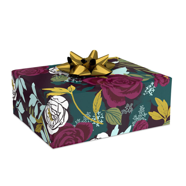 Hallmark Bold Floral On Teal Wrapping Paper 20 Sq. Ft