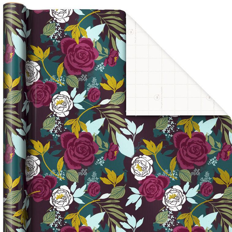 hallmark Bold Floral on Teal Wrapping Paper 20 sq. ft