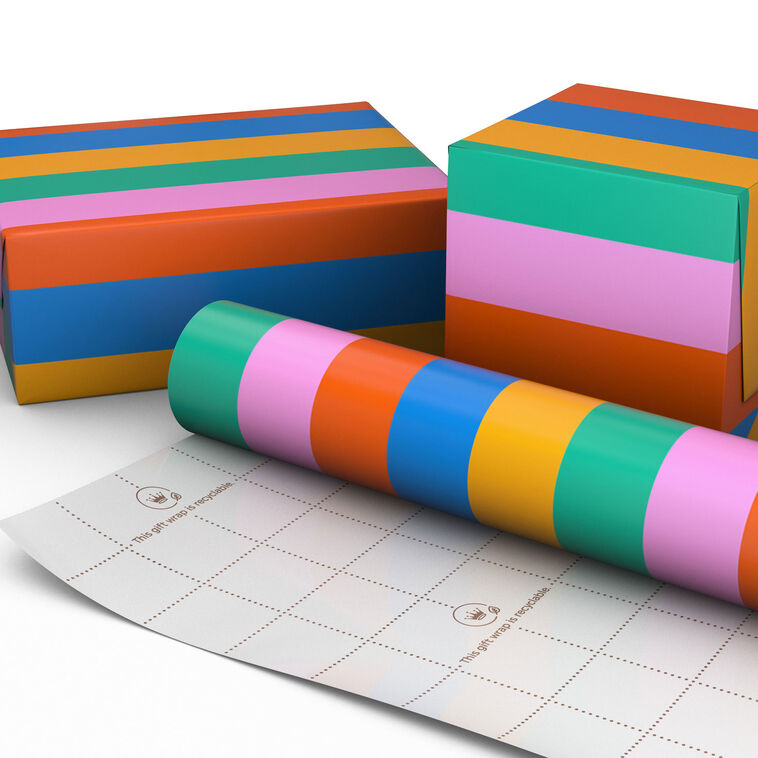 Hallmark Bold Modern Stripes Wrapping Paper Mini Roll 38.8 Sq. Ft