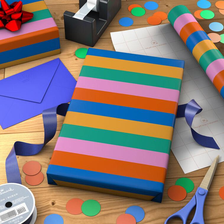 Hallmark Bold Modern Stripes Wrapping Paper Mini Roll 38.8 Sq. Ft