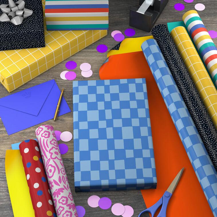 Hallmark Bold Shapes 6-Pack Assorted Reversible Wrapping Paper Roll Bundle 150 Sq. Ft. Total