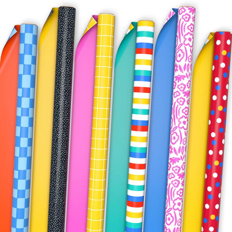 hallmark Bold Shapes 6-Pack Assorted Reversible Wrapping Paper Roll Bundle 150 sq. ft. total