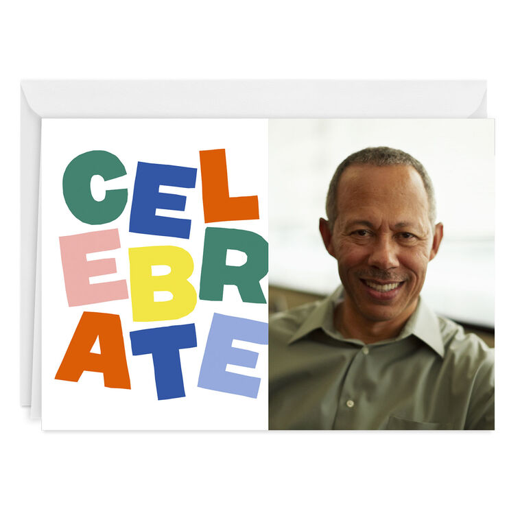 hallmark Bold Stacked Letters Custom Celebration Card