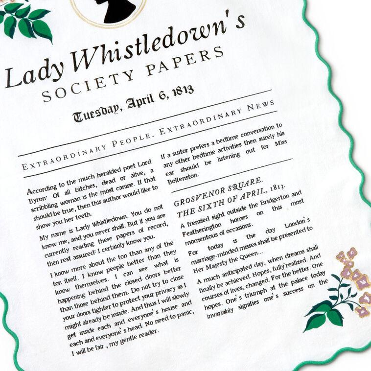 Hallmark Bridgerton Lady Whistledown's Society Papers Tea Towel 18x26