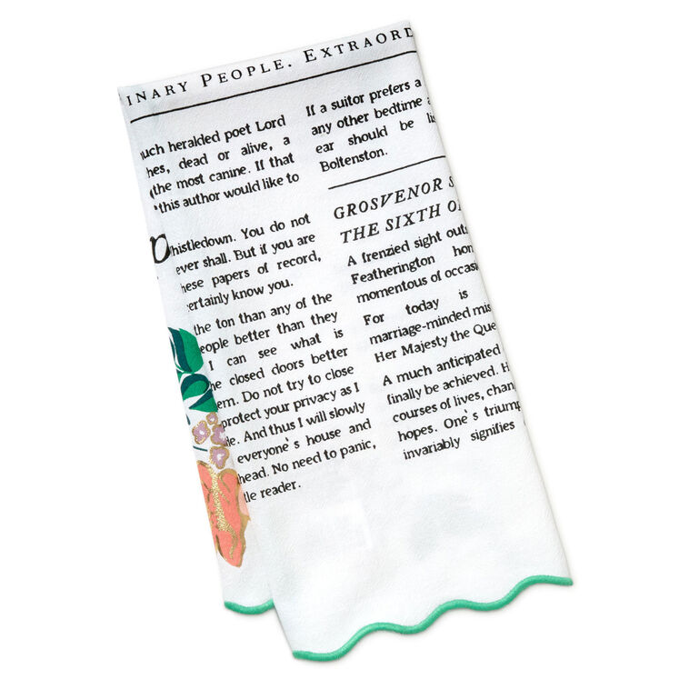 hallmark Bridgerton Lady Whistledown's Society Papers Tea Towel 18x26