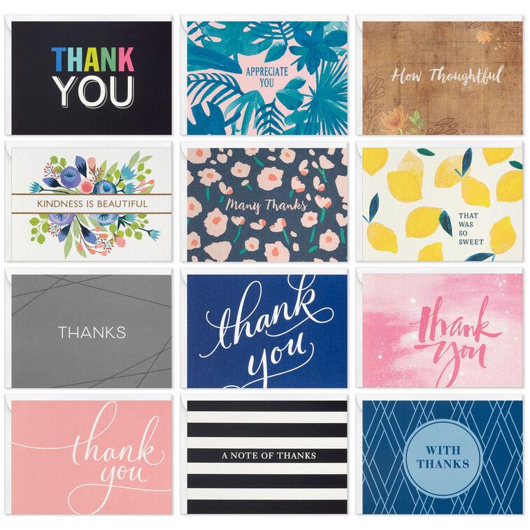 hallmark Bright and Cheerful Assorted Boxed Thank-You Note Cards Pack of 48