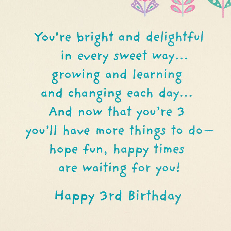 Hallmark Bright And Delightful Butterfly 3rd Birthday Card With Sticker