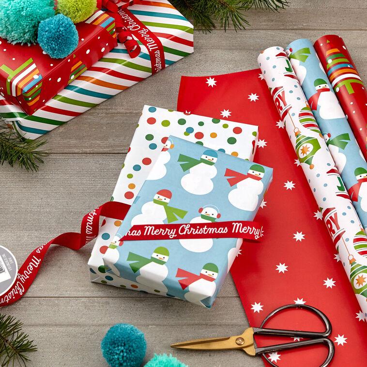 Hallmark Bright And Graphic 3-Pack Reversible Christmas Wrapping Paper 120 Sq. Ft