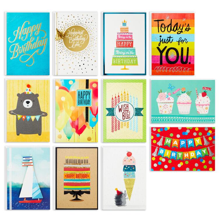 hallmark Bright and Happy Assorted Birthday Cards Box of 12