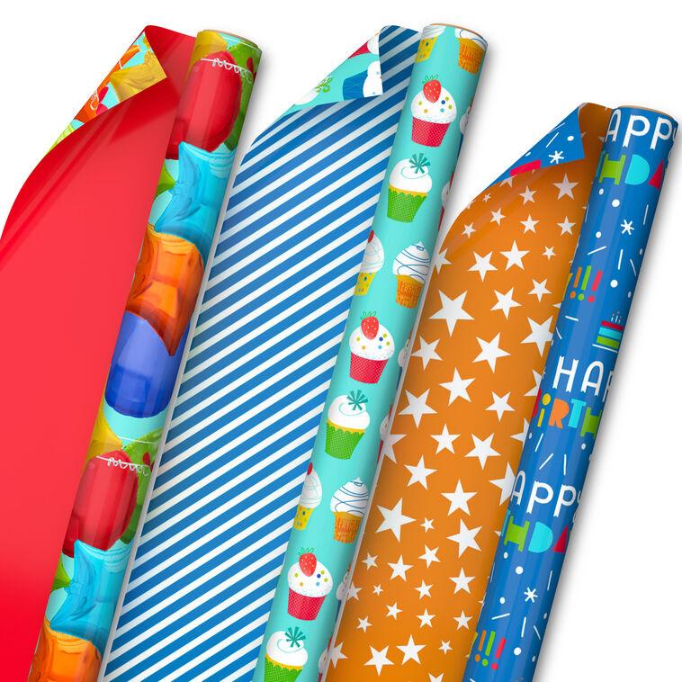 hallmark Bright Birthday 3-Pack Reversible Wrapping Paper