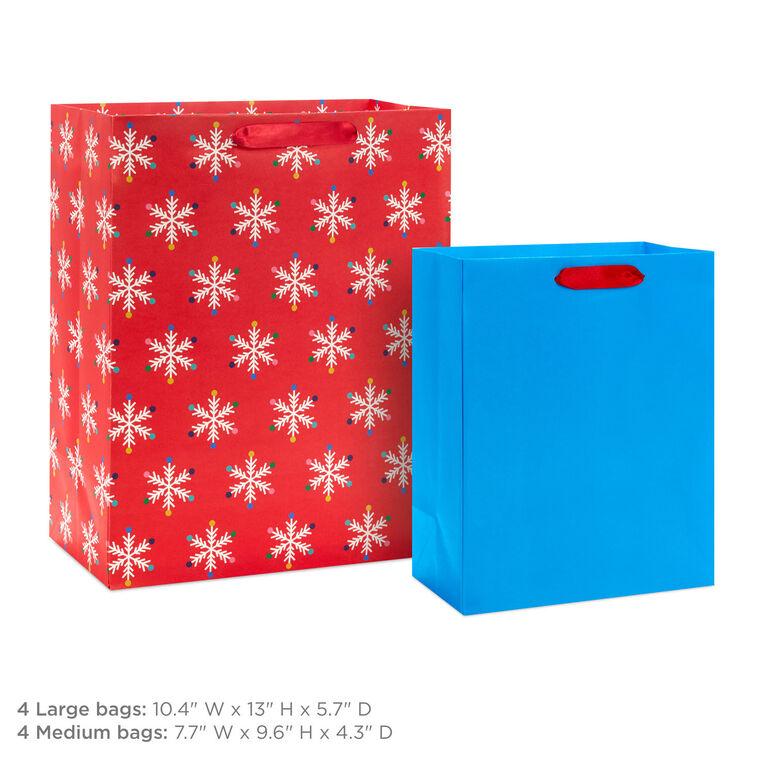 Hallmark Bright Holiday 8-Pack Assorted Gift Bag Bundle