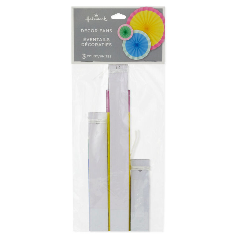 Hallmark Bright Pastel Decorative Paper Fans Set Of 3