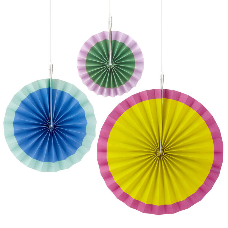 hallmark Bright Pastel Decorative Paper Fans Set of 3
