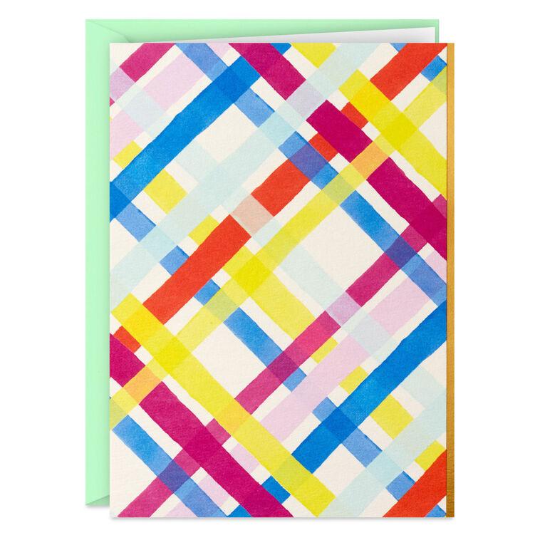 Hallmark Bright Pastel Plaid Blank Notes Mini Pack Set Of 5