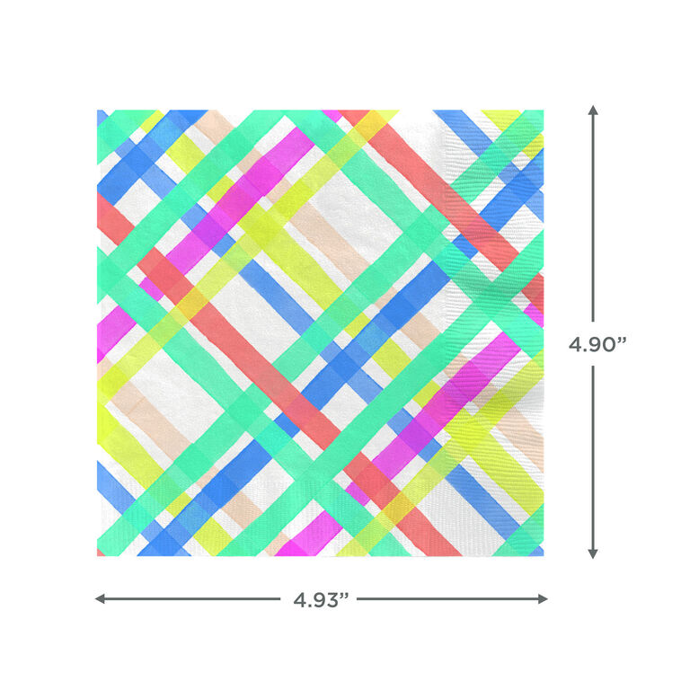 Hallmark Bright Pastel Plaid Cocktail Napkins Set Of 16