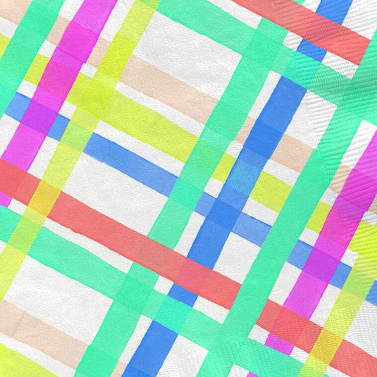 Hallmark Bright Pastel Plaid Cocktail Napkins Set Of 16