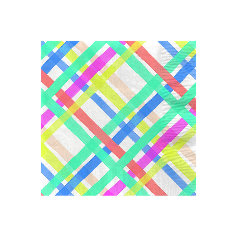 hallmark Bright Pastel Plaid Cocktail Napkins Set of 16