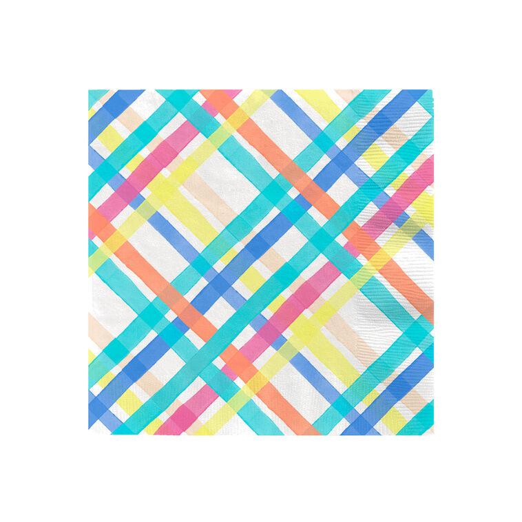 hallmark Bright Pastel Plaid Dinner Napkins Set of 16