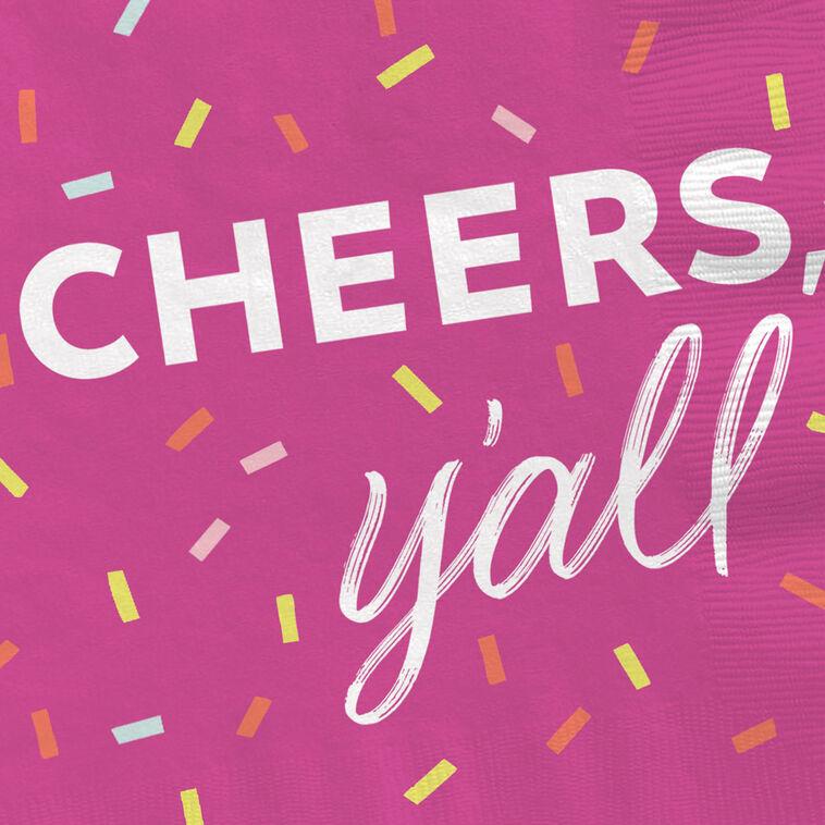 Hallmark Bright Pink "Cheers Y'all" Cocktail Napkins Set Of 16