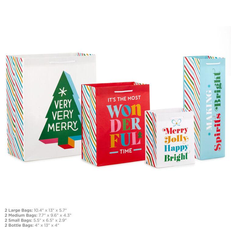 Hallmark Bright Wishes 8-Pack Christmas Gift Bags Assorted Sizes And Designs