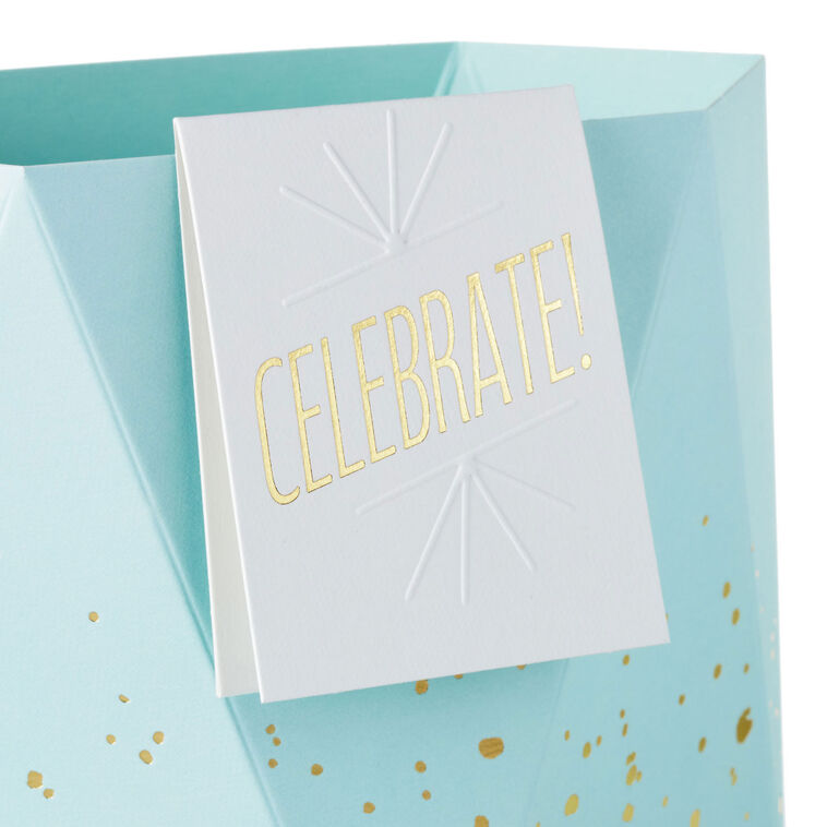 Hallmark Build-a-Bouquet Celebrate Turquoise Blue Pop-Up Paper Vase With Mini Card
