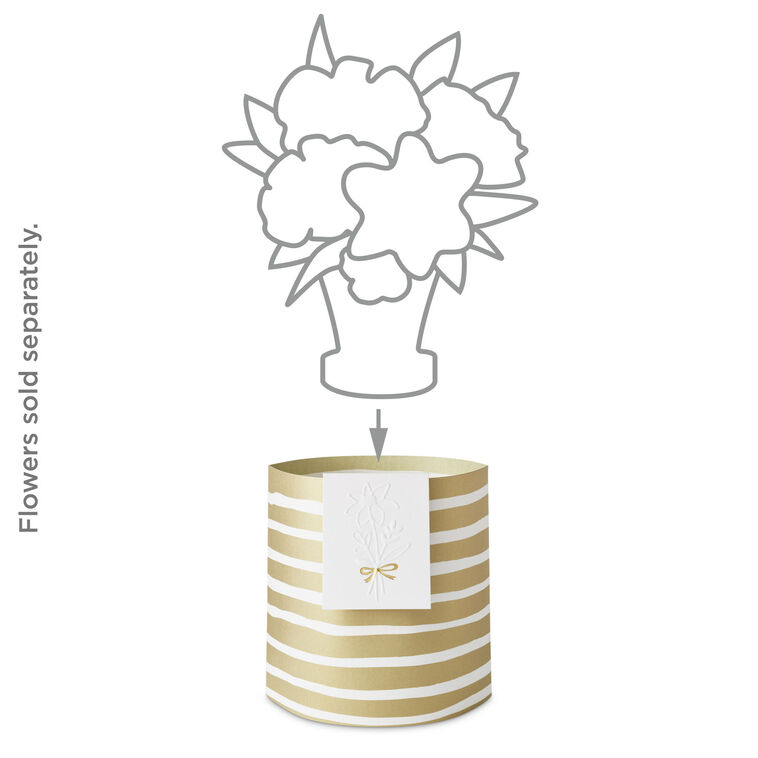 Hallmark Build-a-Bouquet Gold Stripes Pop-Up Paper Vase With Mini Card