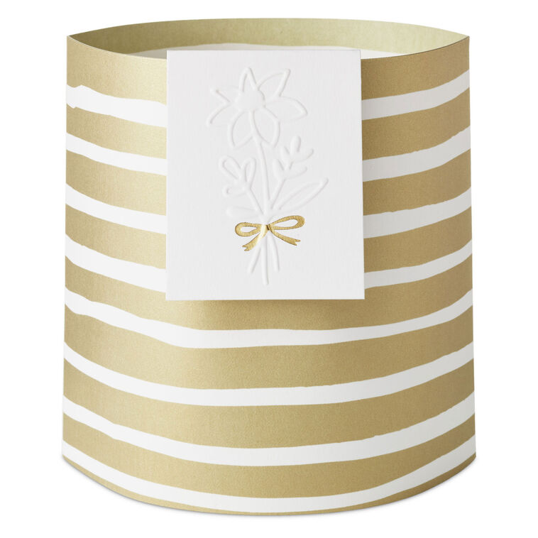 hallmark Build-a-Bouquet Gold Stripes Pop-Up Paper Vase With Mini Card