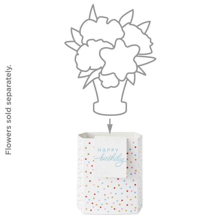 Hallmark Build-a-Bouquet Happy Birthday Confetti Pop-Up Paper Vase With Mini Card