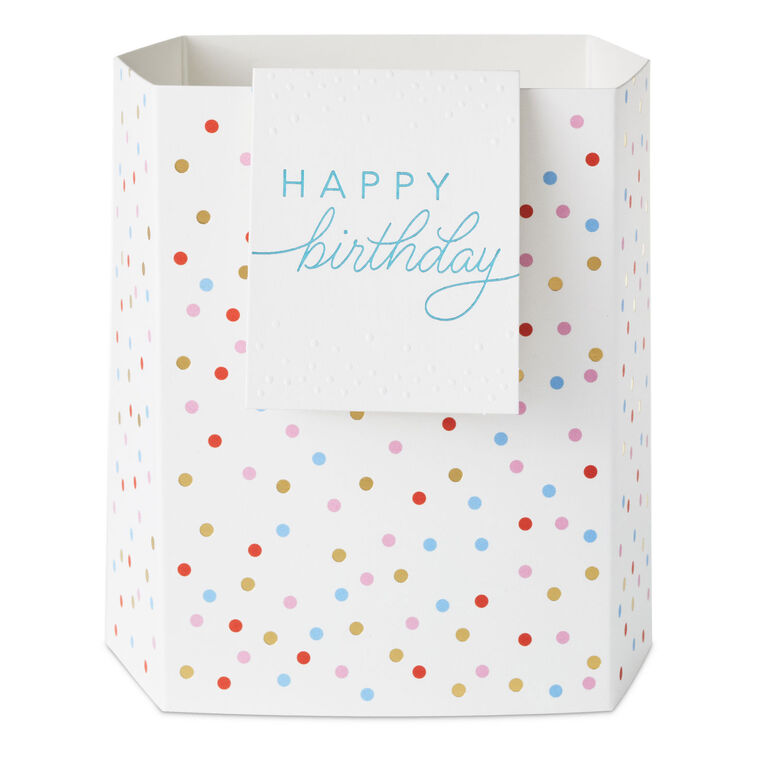 hallmark Build-a-Bouquet Happy Birthday Confetti Pop-Up Paper Vase With Mini Card