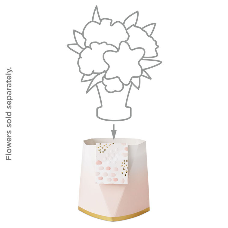 Hallmark Build-a-Bouquet Pink Ombré Pop-Up Paper Vase With Mini Card