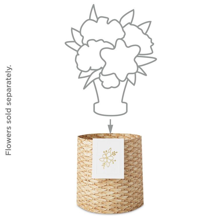 Hallmark Build-a-Bouquet Woven Basket Pop-Up Paper Vase With Mini Card