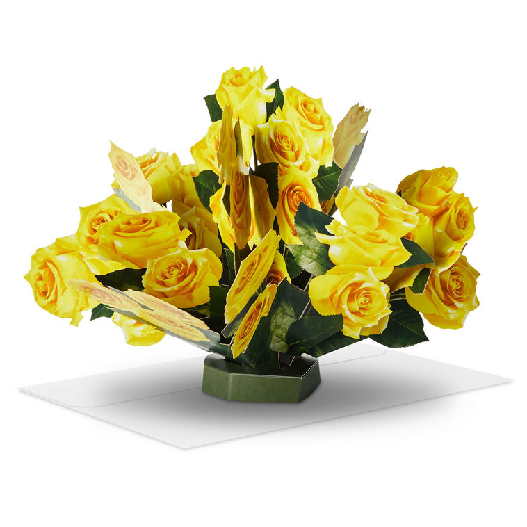 hallmark Build-a-Bouquet Yellow Roses Pop-Up Paper Flowers