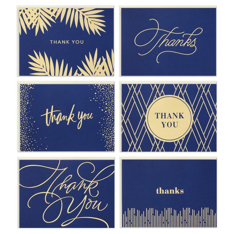 Hallmark Bulk Navy And Gold Assorted Blank Thank-You Notes Box Of 120