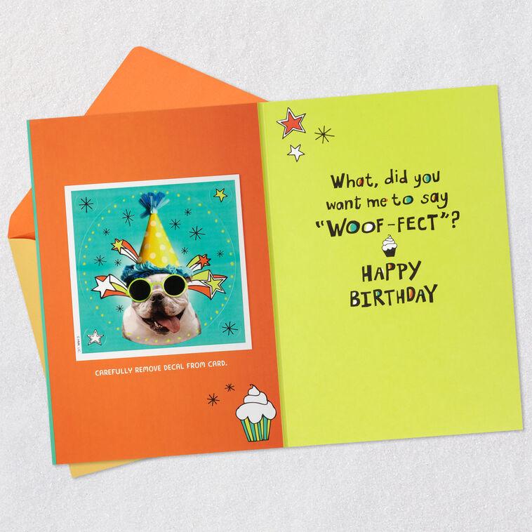Hallmark Bulldog In Party Hat Funny 9th Birthday Card With Decal