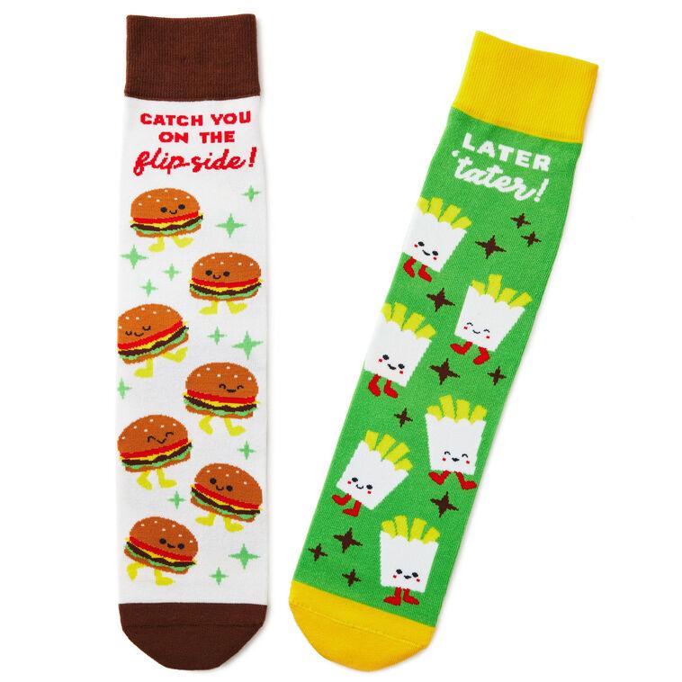 hallmark Burger and Fries Better Together Funny Crew Socks