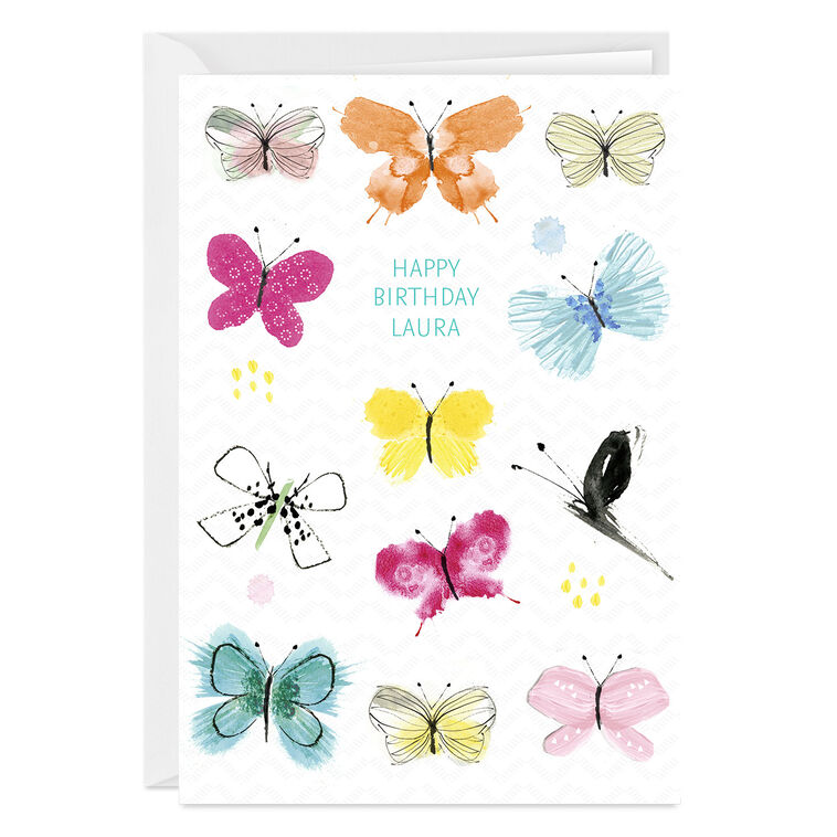 hallmark Butterflies and Happiness Custom Birthday Card