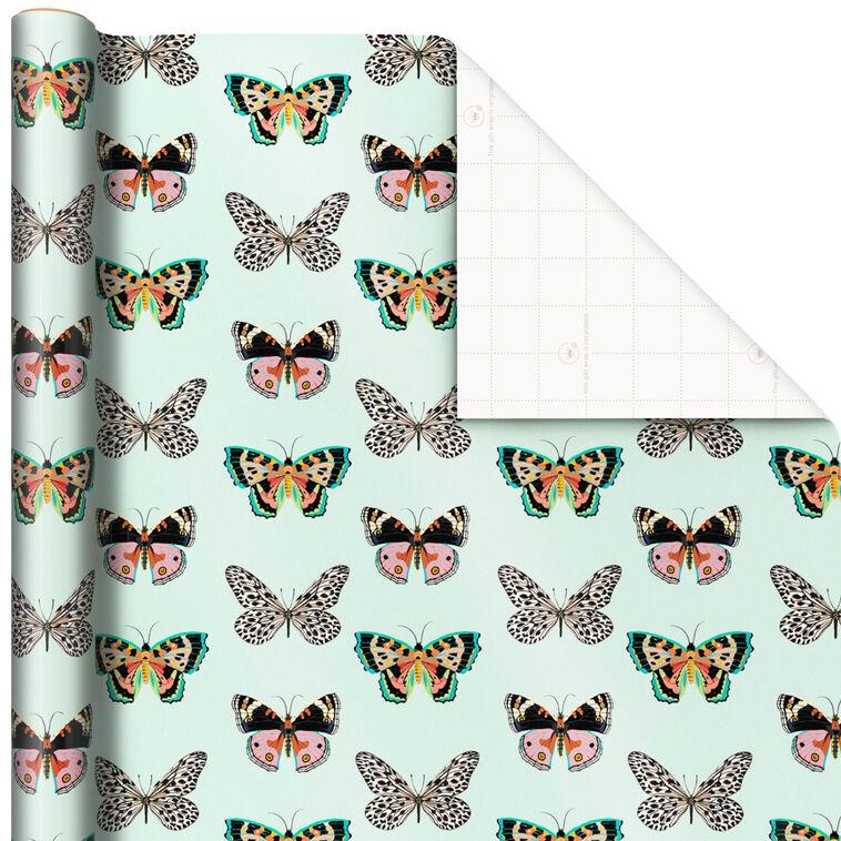 hallmark Butterflies on Mint Wrapping Paper 20 sq. ft