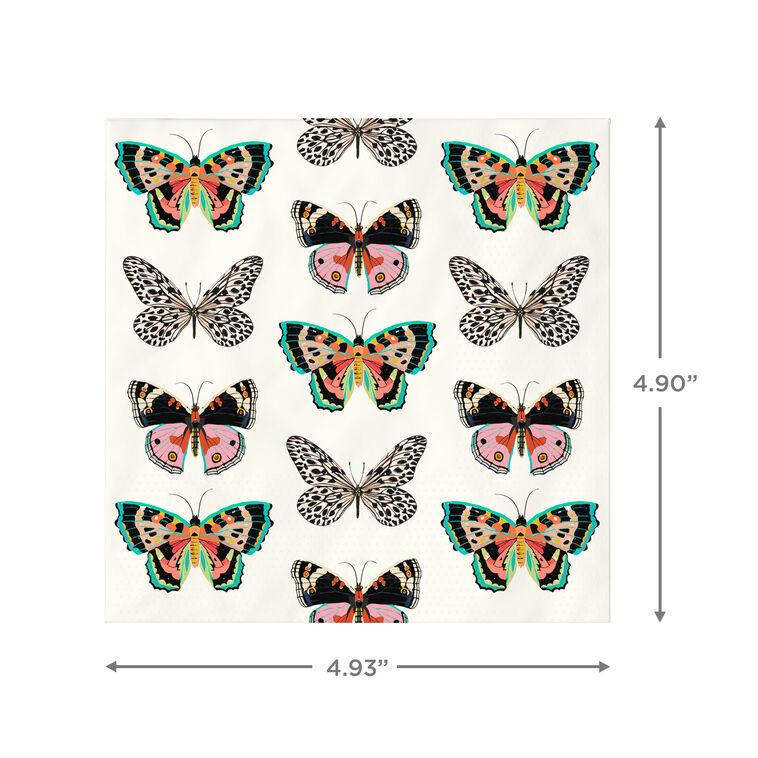 Hallmark Butterflies On White Cocktail Napkins Set Of 16