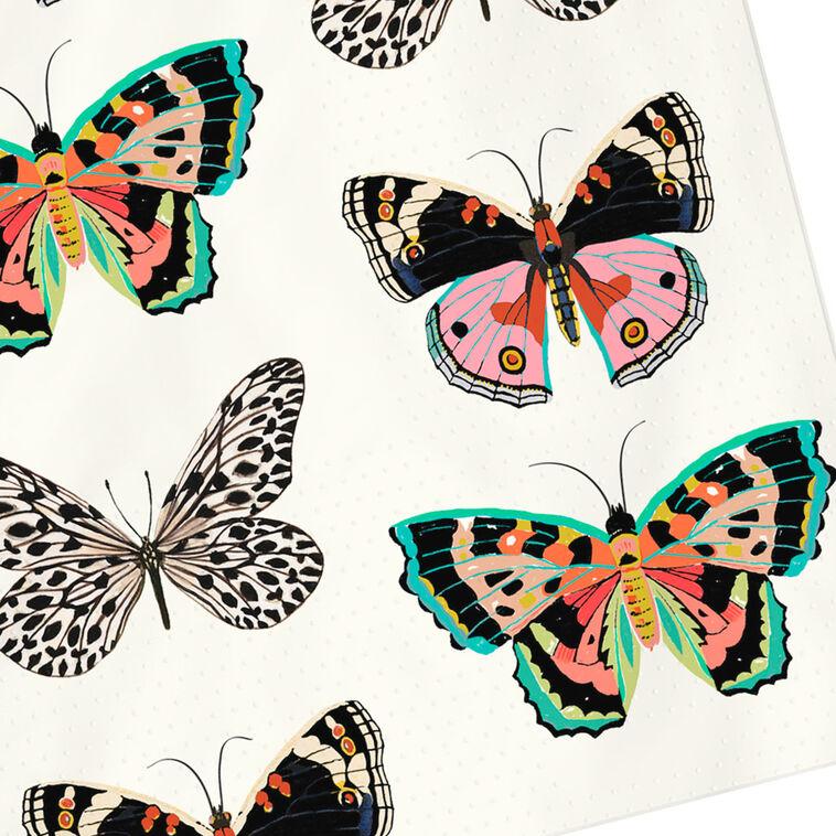 Hallmark Butterflies On White Cocktail Napkins Set Of 16