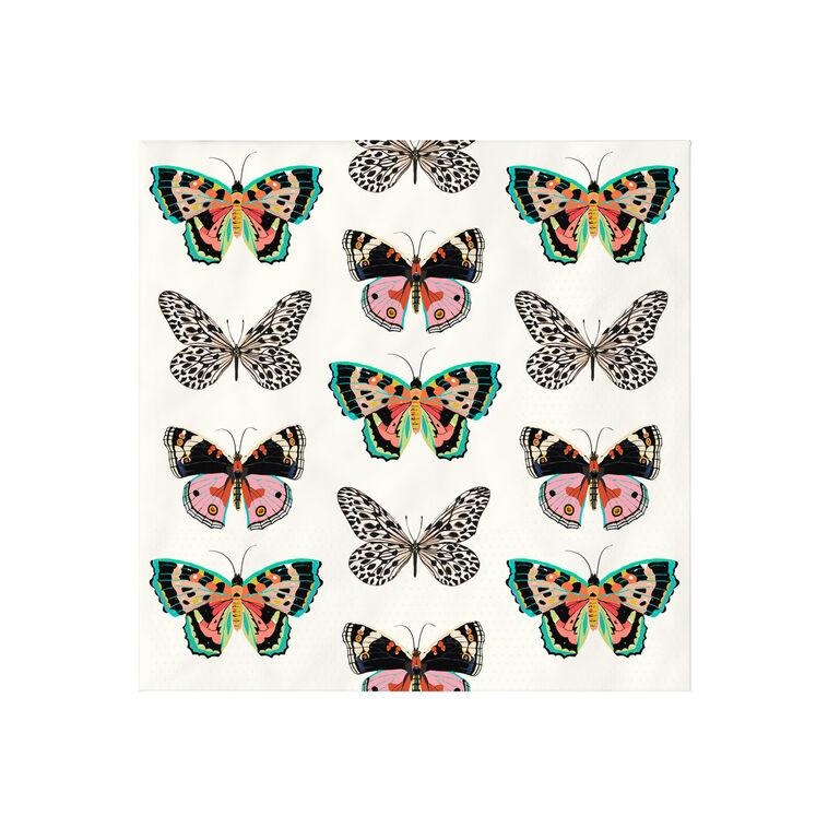 hallmark Butterflies on White Cocktail Napkins Set of 16