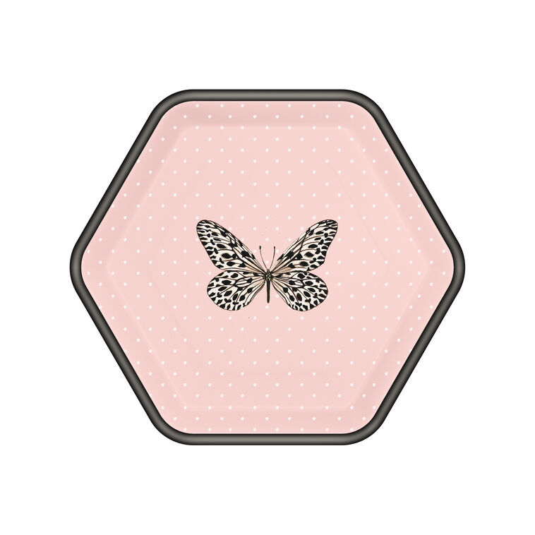 hallmark Butterfly on Pink Hexagonal Dessert Plates Set of 8