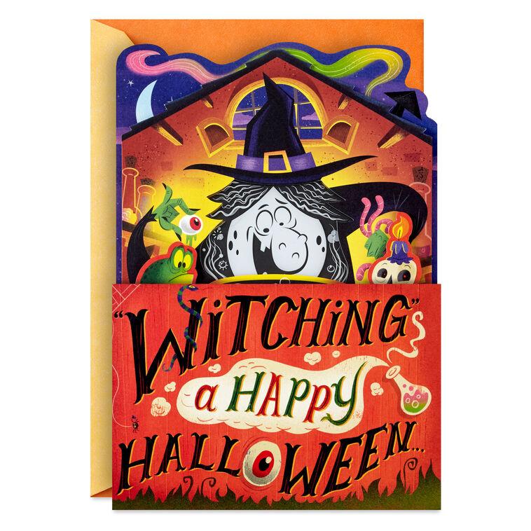 Hallmark Cackling Witch Funny Pop-Up Halloween Card With Sound And Light