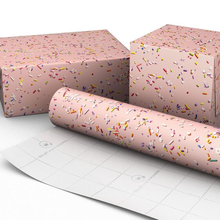 Hallmark Cake Sprinkles On Pink Wrapping Paper 20 Sq. Ft